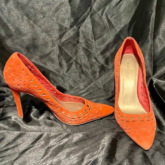 BCBGeneration Leather Heel Red/Organge Size 8 M - Picture 2 of 4